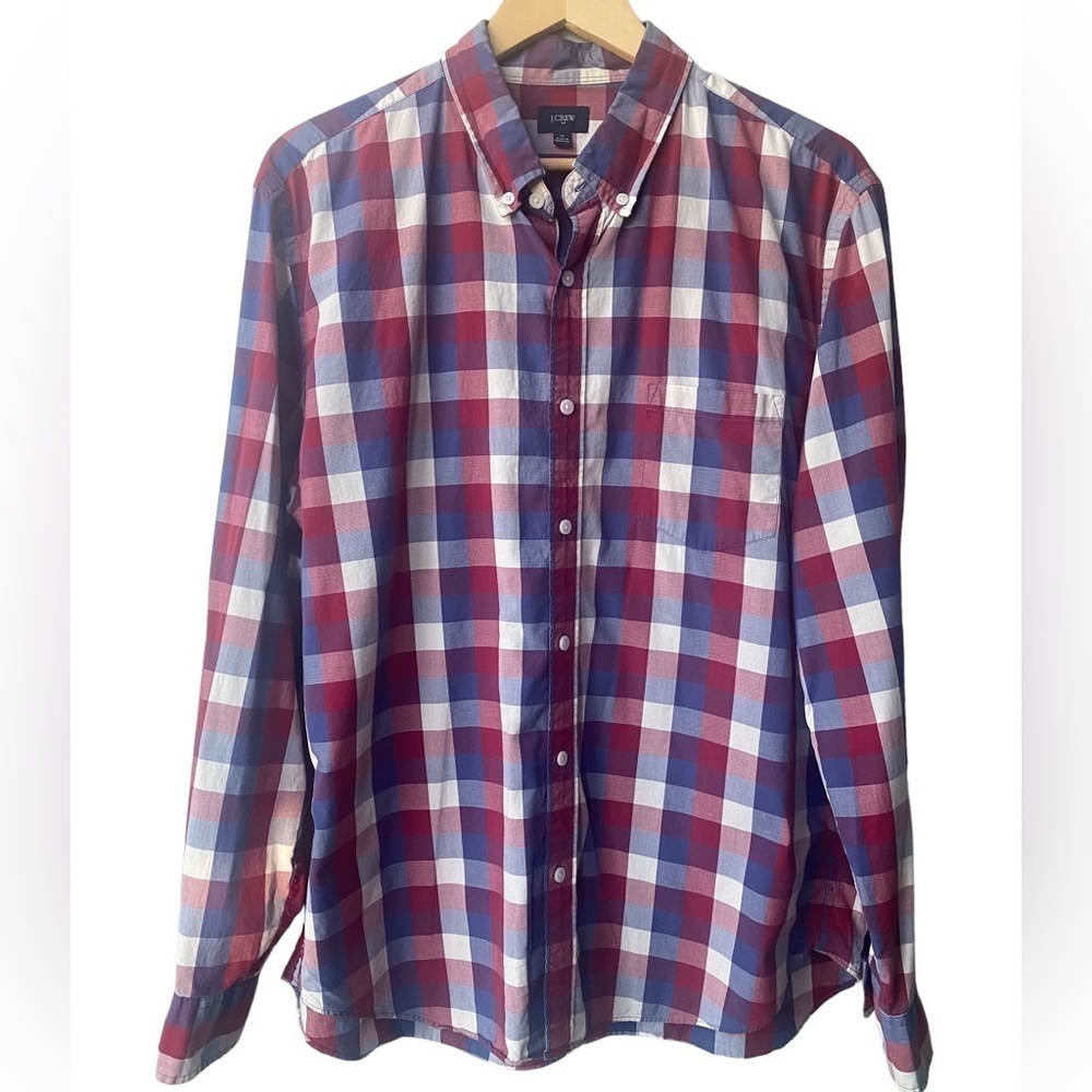 J. Crew‎ Mens Plaid Button Down Shirt XL Cotton Business Casual Preppy Classic
